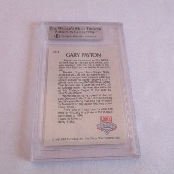 1990-91 HOOPS #391 GARY PAYTON  Mint 9 NBA HOOPS SEATTLE SUPERSONICS - Picture 4 of 4